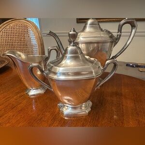 Reed And Barton Triple Plate Coffee Sugar And Creamer Set #4040